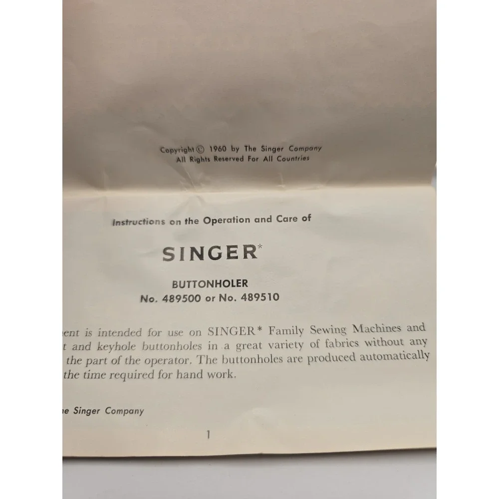 Vintage 1960s Singer Buttonholer With Attachments No. 489500 Or No. 489510